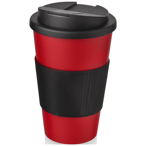 Gobelet isolant promotionnel avec grip 350ml Americano® Rouge / Noir